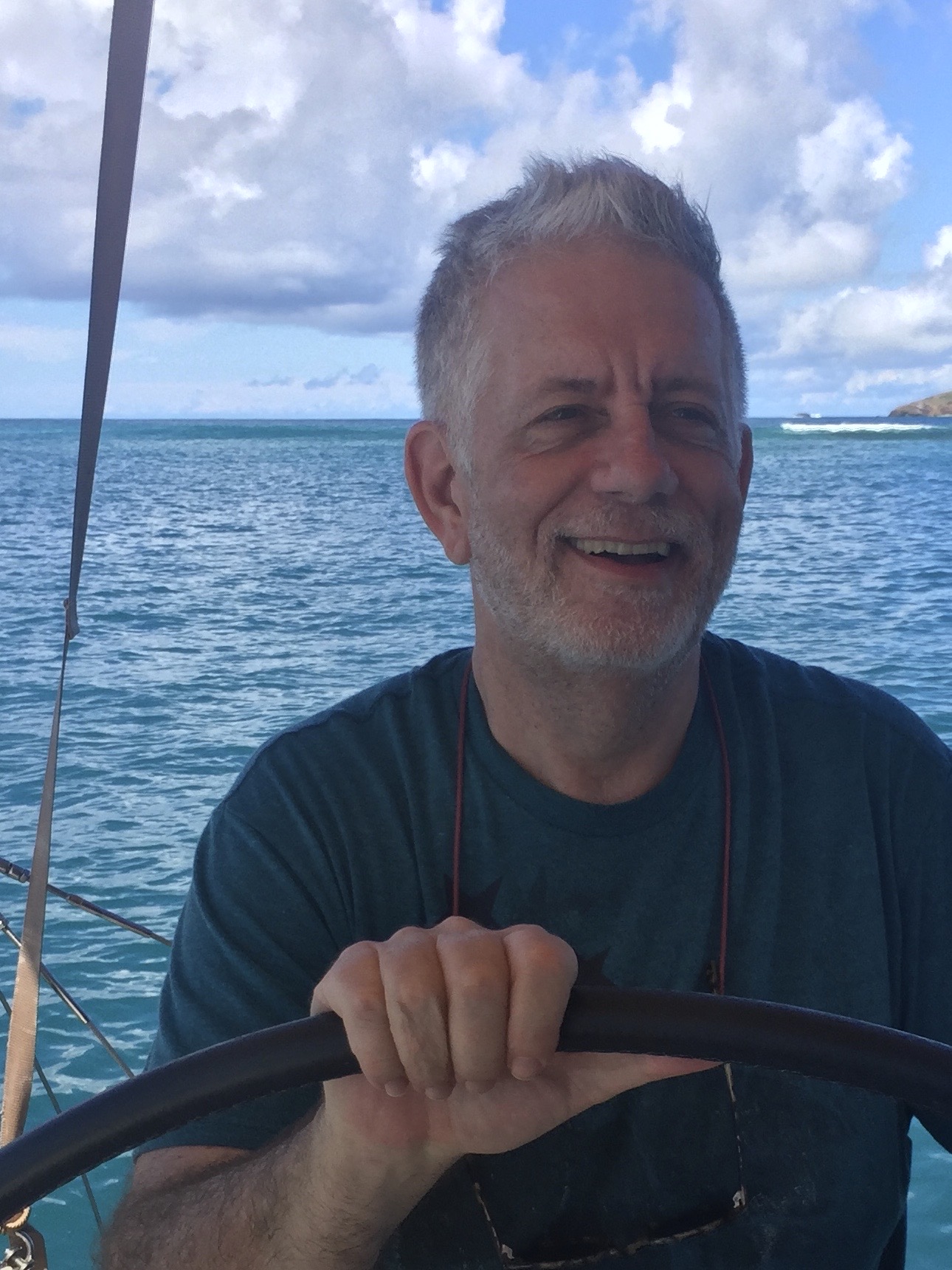 One of my happy places--driving a sailboat around Puerto Rico